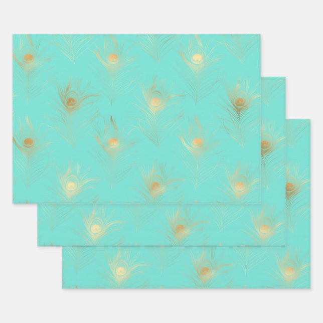 Feuille De Papier Cadeau Belles plumes (Lot)