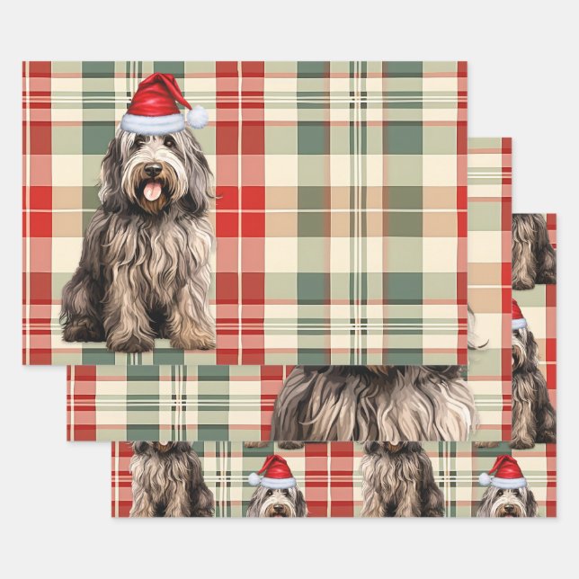 Feuille De Papier Cadeau Bergamasco Christmas Chien vacances Plaid (Lot)