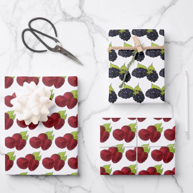 Feuille De Papier Cadeau Berries framboises framboises framboises Fruits de (Recto)