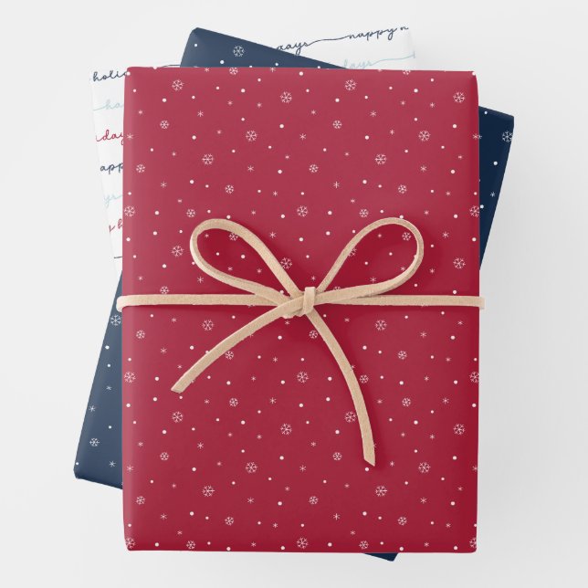 Feuille De Papier Cadeau Berry Blue Snowflake Holiday Wrapping Paper Sheets (En situation)