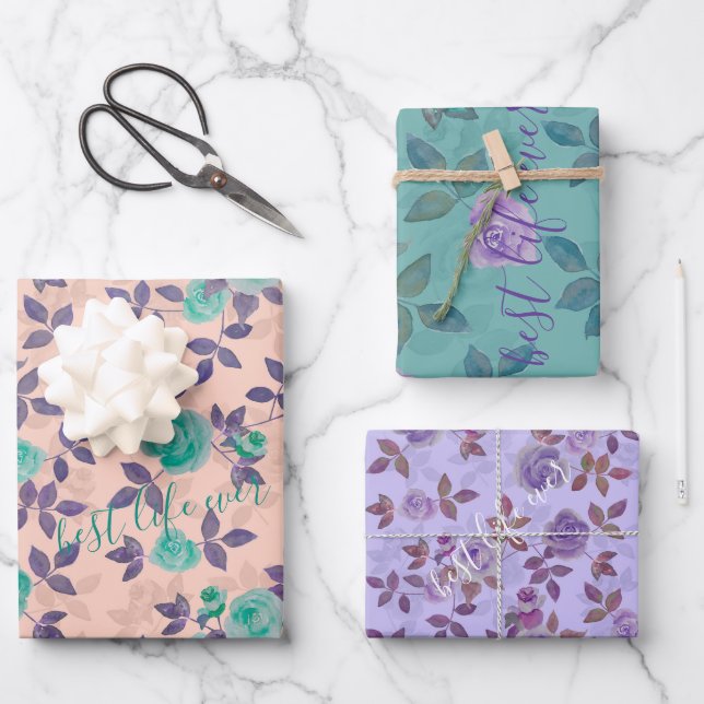 Feuille De Papier Cadeau Best life ever text Customize (Recto)