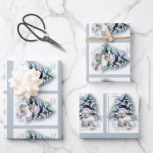 Feuille De Papier Cadeau Bichon Frise Christmas