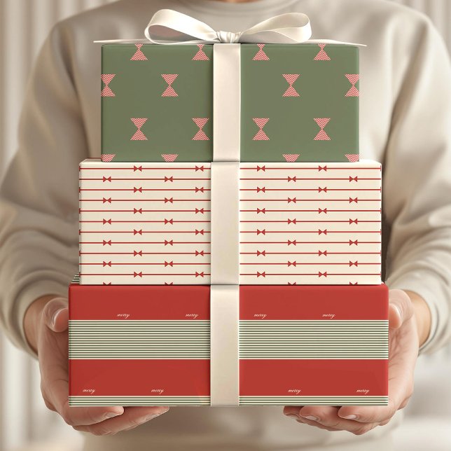 Feuille De Papier Cadeau Big Bow of Striped Ribbon (Holiday Gift Wraps - 3 styles)