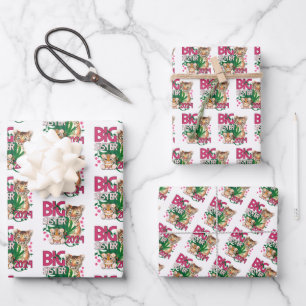 Feuille De Papier Cadeau Big Sister 2024 - Tigre Tropical Jungle
