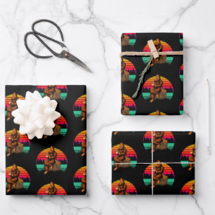 Feuille De Papier Cadeau Bigfoot Coucher de soleil Pause café Drôle de Sasq