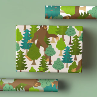 Feuille De Papier Cadeau Bigfoot sur Loose Cute Cartoon Sasquatch