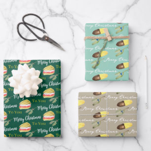 Feuille De Papier Cadeau Biscuit Cookie de Noël Dessiné à la Main