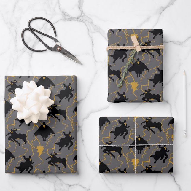 Feuille De Papier Cadeau Black Adam Lightning Silhouette Pattern (Recto)