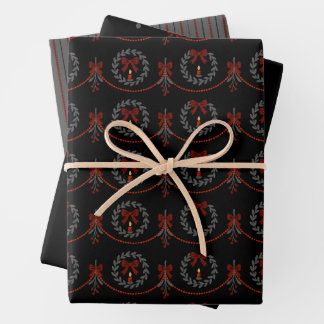 Feuille De Papier Cadeau Black and Red Wreath Victorian Gothic Gift Wrap