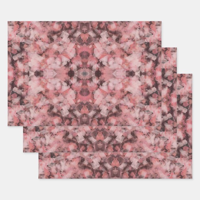 Feuille De Papier Cadeau Black Gray Pink White Modern Geometric Abstract (Lot)