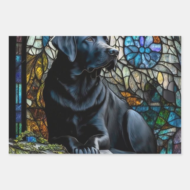 Feuille De Papier Cadeau Black Lab Animaux Animaux Animaux Animaux Vitres T (Devant)