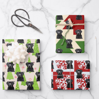 Feuille De Papier Cadeau Black Lab Festive Chien de Noël