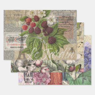 Feuille De Papier Cadeau Blackberries Floral Garden Flower Papillon Art