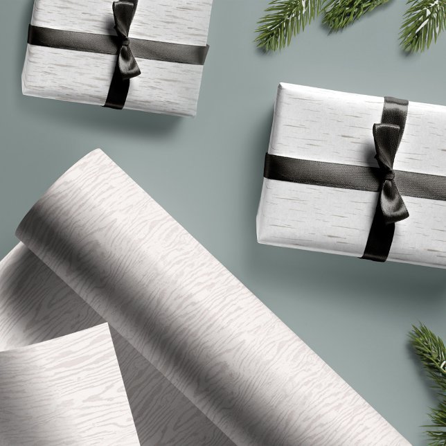 Feuille De Papier Cadeau Blanc & Crème Rustique Naturel Birch Bark Texture (White & Cream Rustic Natural Birch Bark Texture Wrapping Paper Sheets)
