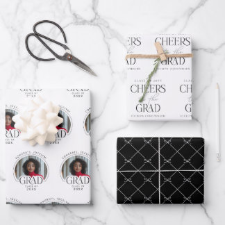 Feuille De Papier Cadeau Blanc Noir Élégant Moderne Diplôme Personnalisé