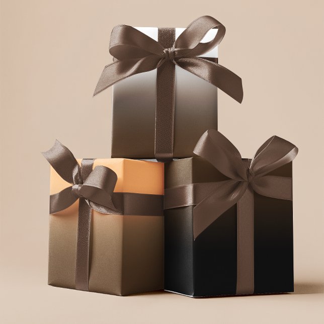 Feuille De Papier Cadeau Blanc Noir Orange et Marron Mix Ombré (White Black Orange and Brown Ombre Mix Wrapping Paper Sheets)