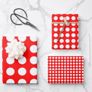 Feuille De Papier Cadeau Blanc sur des tailles différentes en rouge Pois ho