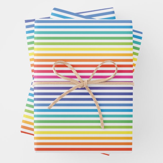 Feuille De Papier Cadeau Blancs arc-en-ciel horizontal (En situation)