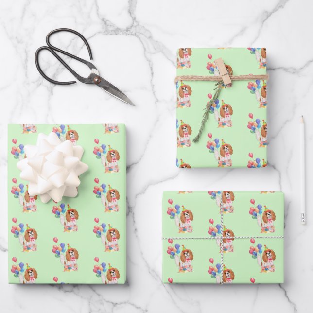 Feuille De Papier Cadeau Blenheim Cavalier King Charles Spaniel Anniversair (Recto)