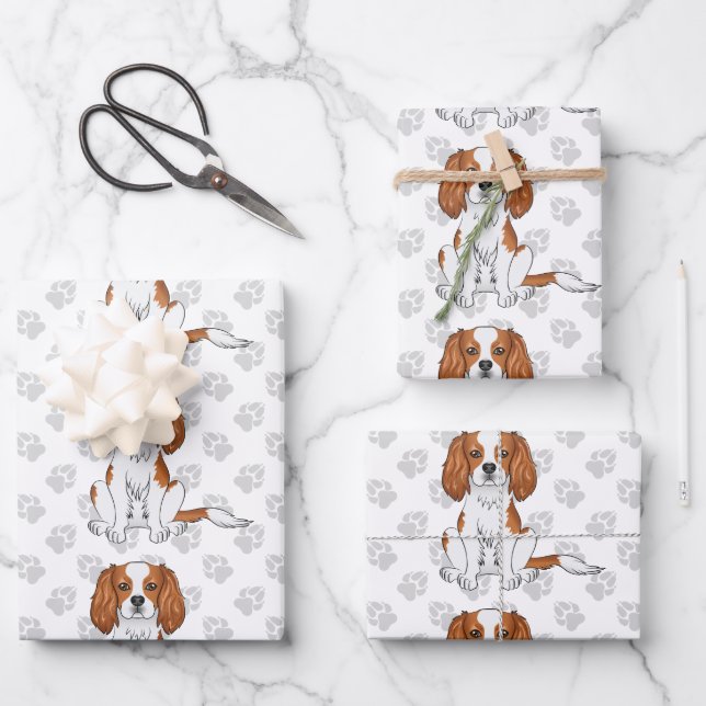 Feuille De Papier Cadeau Blenheim Cavalier King Charles Spaniel Motif (Recto)