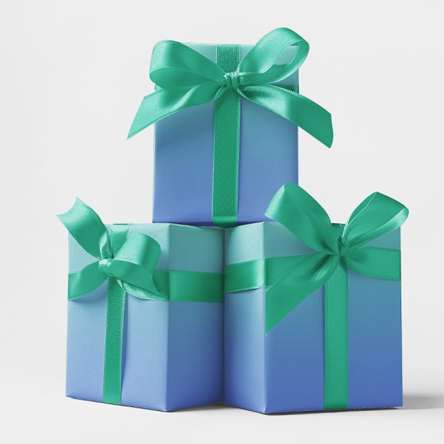 Feuille De Papier Cadeau Bleu barbeau sarcelle clair ombré (Light Teal Cornflower Blue Gradient Gift Wrap)