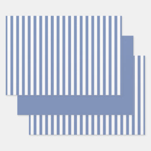 Feuille De Papier Cadeau Bleu Blanc Simple Stripes Motif Géométrique