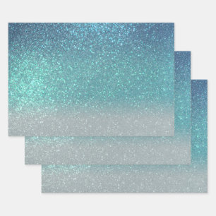 Feuille De Papier Cadeau Bleu clair Turquoise Parties scintillant brillante
