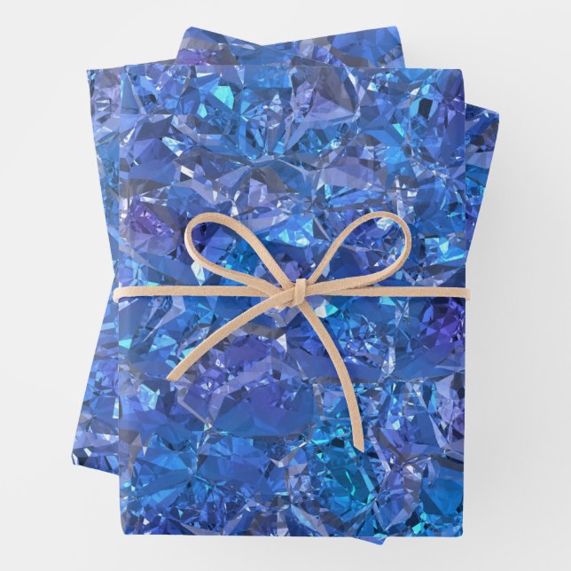 Feuille De Papier Cadeau Bleu cristal et violet (En situation)
