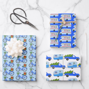 Feuille De Papier Cadeau Bleu de Noël coloré pour les remorques de Noël