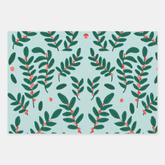 Feuille De Papier Cadeau Bleu des baies d'hiver