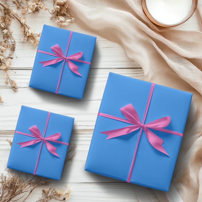 Feuille De Papier Cadeau Bleu Dodger Uni | Classique | Élégant (Créateur téléchargé)