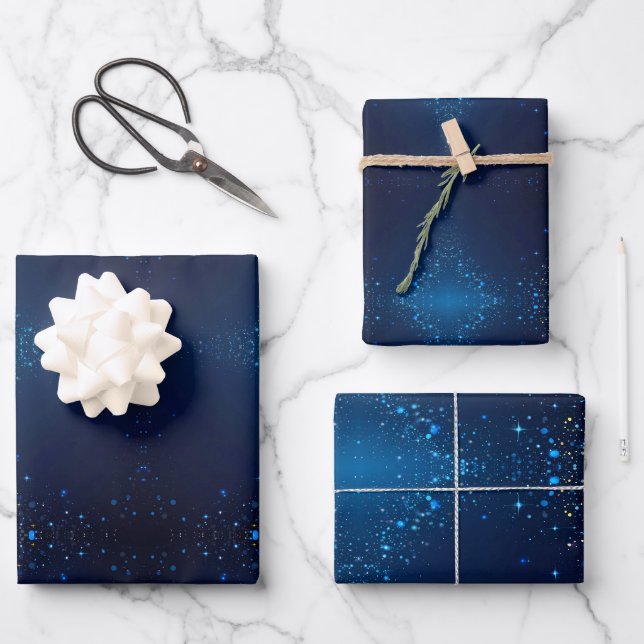Feuille De Papier Cadeau Bleu foncé avec arroses (Recto)