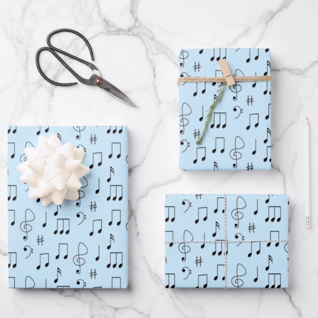 Feuille De Papier Cadeau Bleu juste noté (Recto)