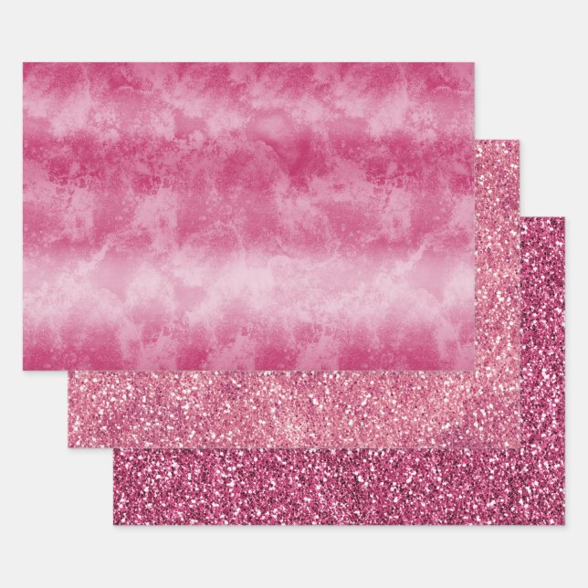 Feuille De Papier Cadeau Bleu Pink Ombre (Lot)
