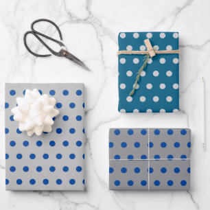 Feuille De Papier Cadeau Bleu Pois Silver Simple Minimal