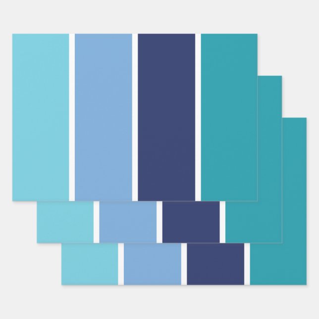 Feuille De Papier Cadeau Bleu rayé (Lot)