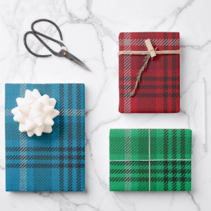 Feuille De Papier Cadeau Bleu, Rouge, Vert Plaid