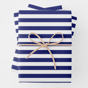 Feuille De Papier Cadeau Bleu Sailor Stripe (grande échelle)
