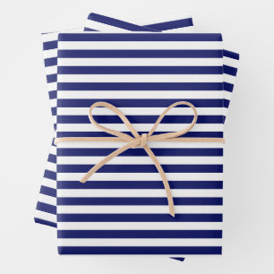 Feuille De Papier Cadeau Bleu Sailor Stripes (petite échelle)