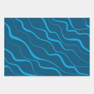Feuille De Papier Cadeau Bleu, simple, moderne, cool vague abstraction