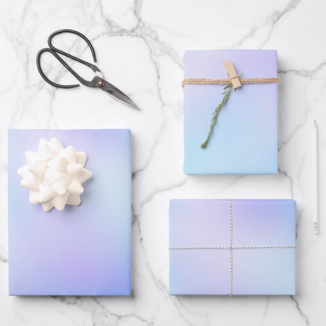 Feuille De Papier Cadeau Bleu tendance et violet Abstrait Unicorne dégraden (Recto)