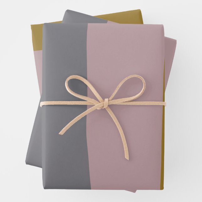 Feuille De Papier Cadeau Bloc de couleur Abstrait mauve et gris poussiéreux (En situation)