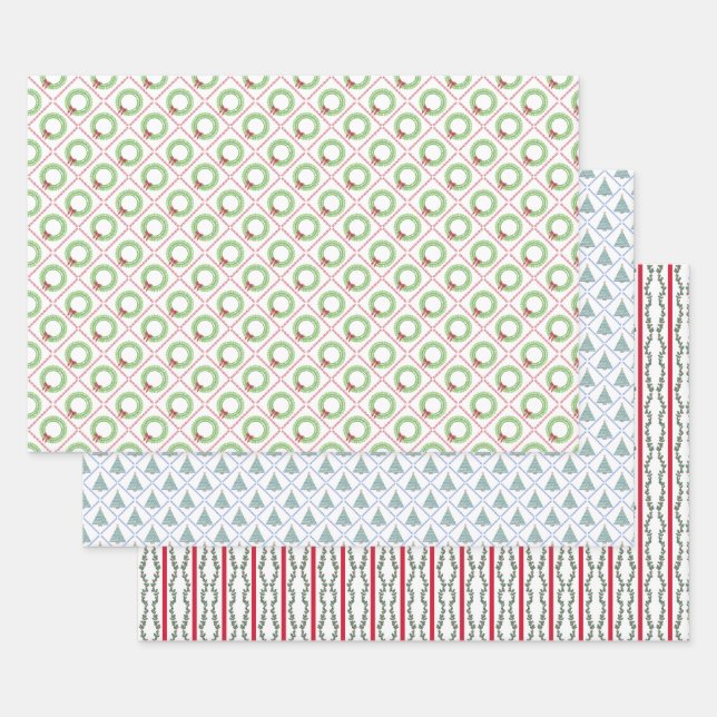 Feuille De Papier Cadeau Block Print Christmas  (Lot)