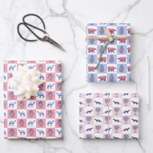 Feuille De Papier Cadeau Bloquer l'impression Botaniques et Animaux