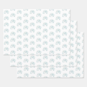 Feuille De Papier Cadeau Blue Elephant Cute Boy Baby shower Baby Boy