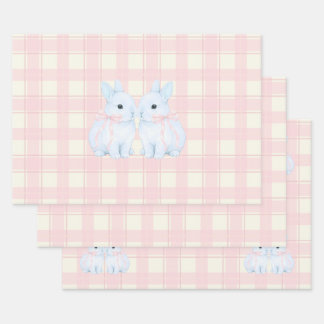 Feuille De Papier Cadeau Blue Marshmallow Bunny Rabbits Easter