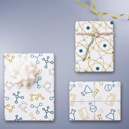 Feuille De Papier Cadeau Blue Mustard Science Atomes Molecules Laboratoire