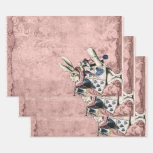 Feuille De Papier Cadeau Blue rose Herald White Rabbit Alice au pays des me