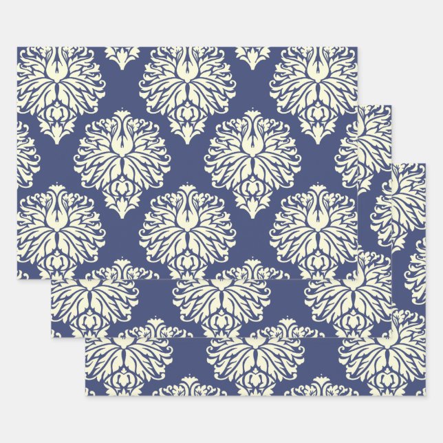 Feuille De Papier Cadeau Blueberry Southern Cottage Damask (Lot)