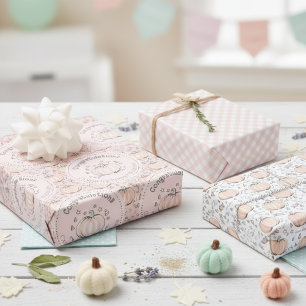 Feuille De Papier Cadeau Blush Pink Citrouille Maman à être Félicitations